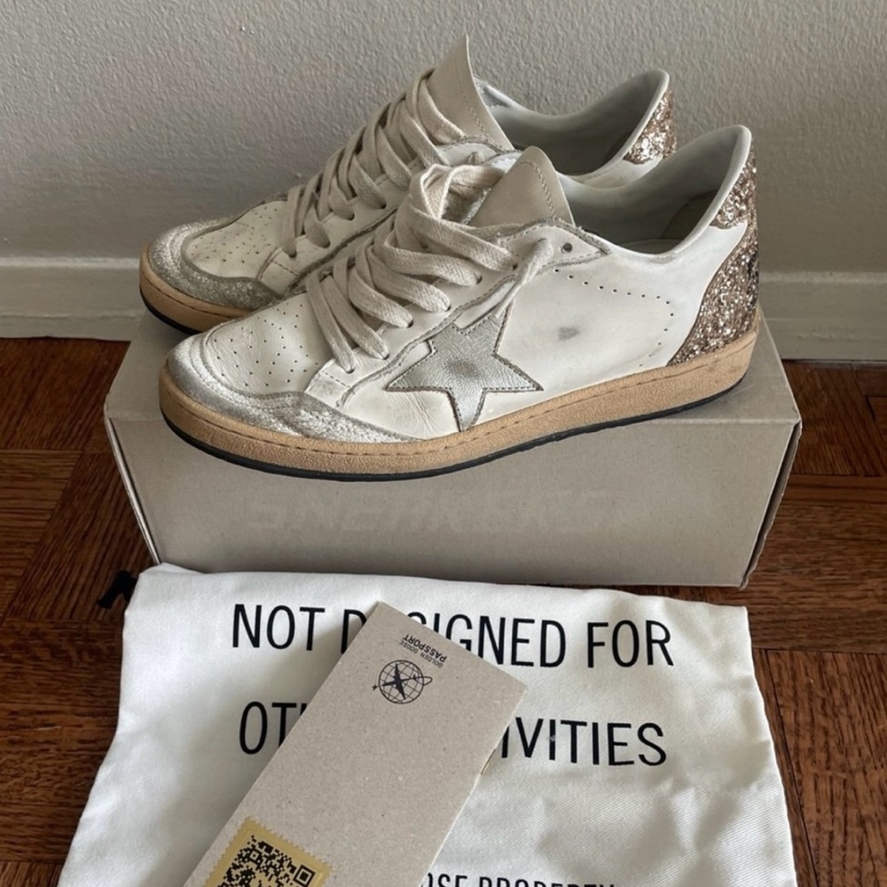 GOLDEN GOOSE ballstar sneakers glitter silver